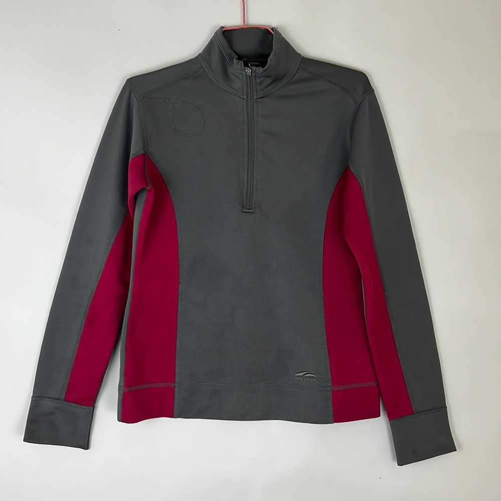 GoLite pullover Sweatshirt jacket with 1/2 zip in gray and maroon XS